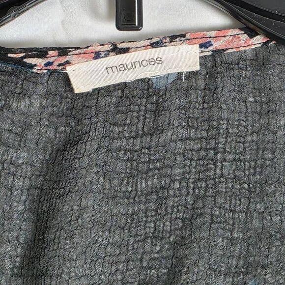 Maurices Black Floral Sheer Kimono Cardigan - Picture 7 of 8